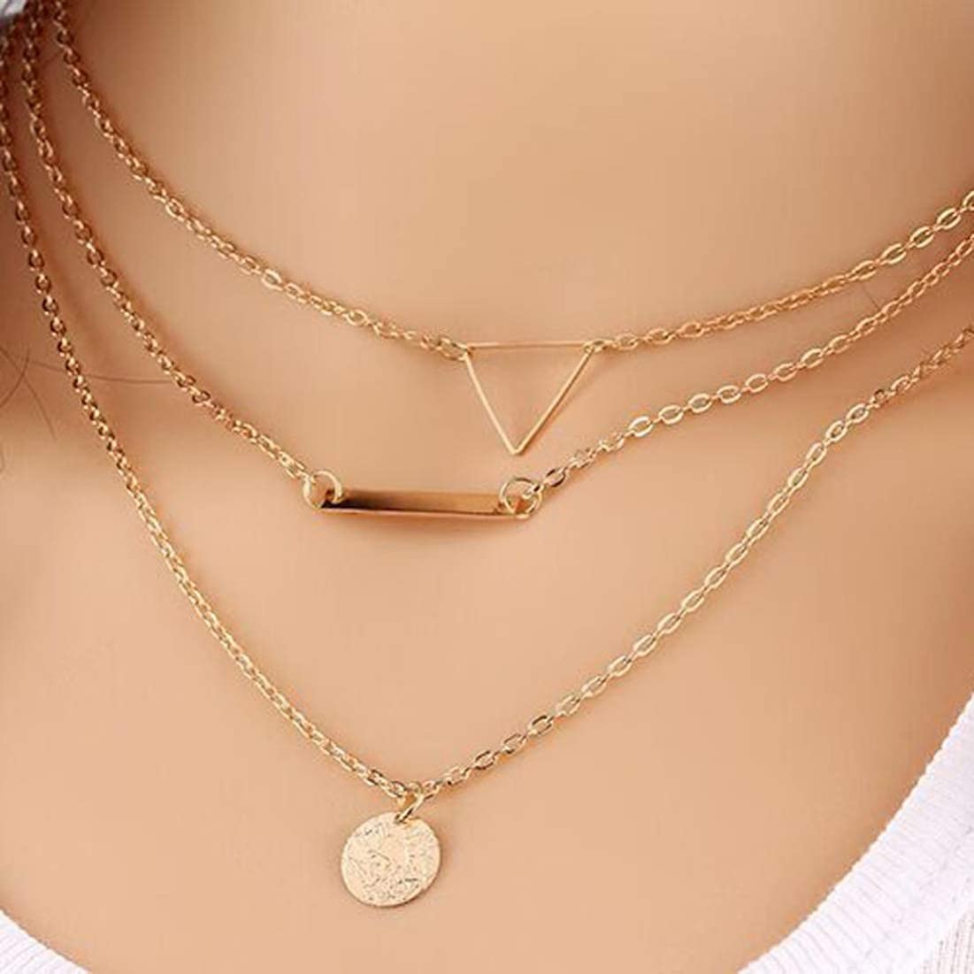 Gold-Toned Alloy Set Of 2 Multi Layer Designer Necklace - The Pari | Grocsy