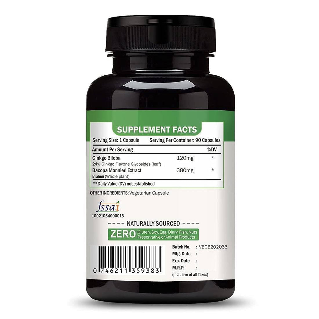 Vokin Biotech Ginkgo Biloba with Brahmi Boosts Concentration & Learning Activities | Grocsy