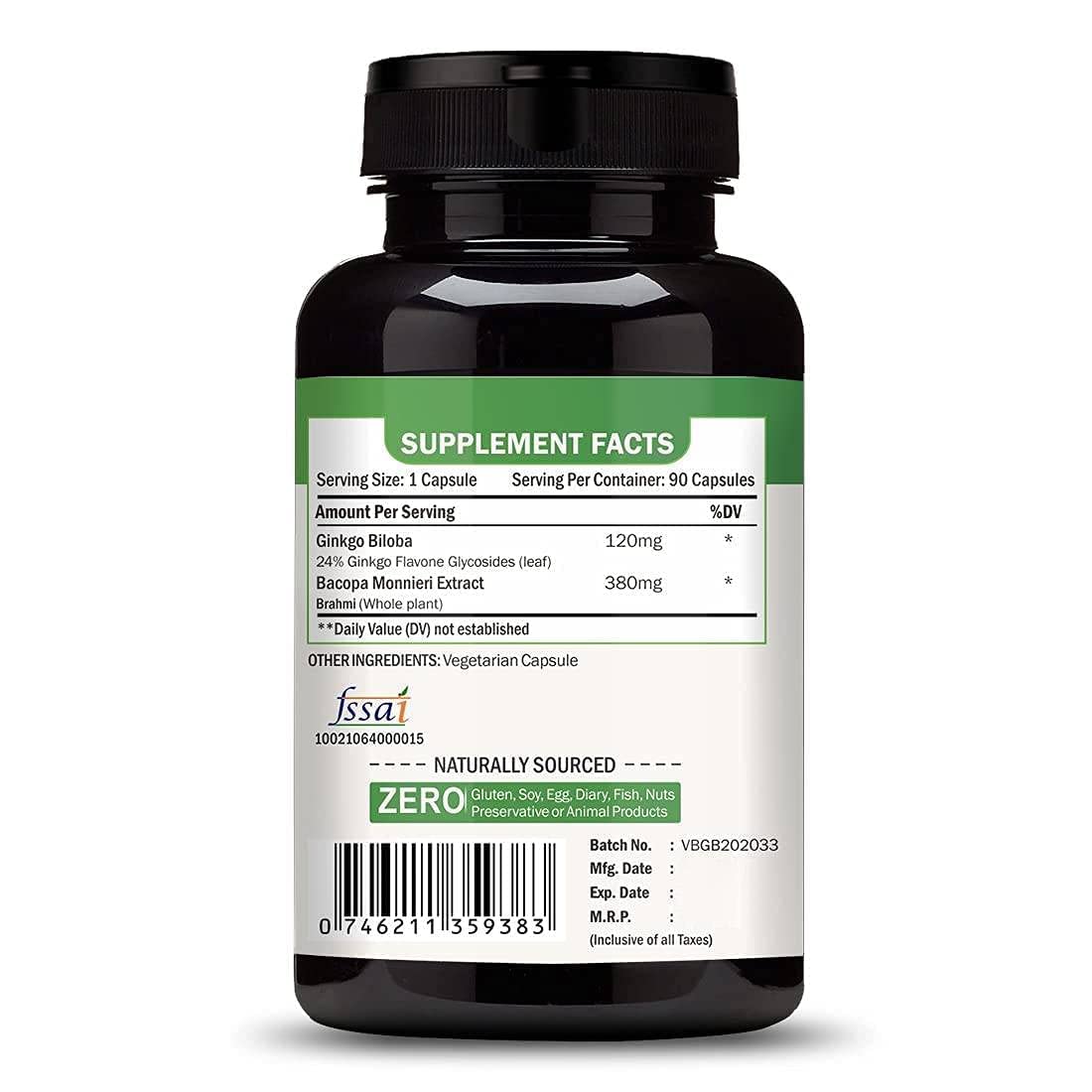 Vokin Biotech Ginkgo Biloba with Brahmi Boosts Concentration & Learning Activities | Grocsy