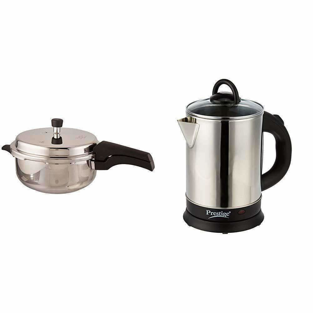 Prestige Deluxe Alpha Stainless Steel Deep Pan Pressure Cooker, 5 Litres, Silver | Grocsy
