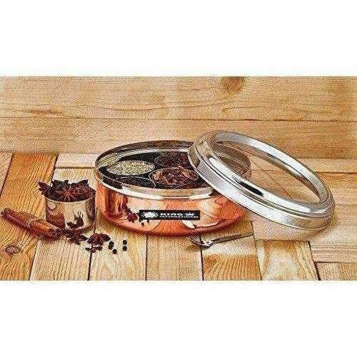 Stainless Steel and Copper Silver Spice Box and German Bowl Set of 3 | Grocsy