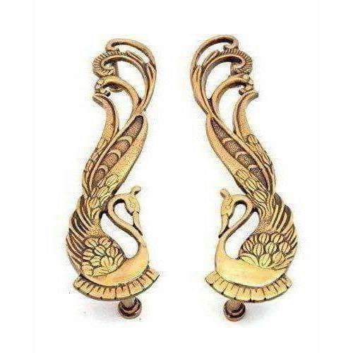 Peacock Design Brass Door Handle Pair (2 pcs) | Grocsy