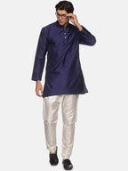 Sethukrishna Men Navy Blue Kurta with Pyjamas | Grocsy