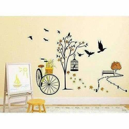 Wall Sticker for Living Room(Ride Through Nature, Ideal Size on Wall : 140 cm x 100 cm),Multicolour | Grocsy