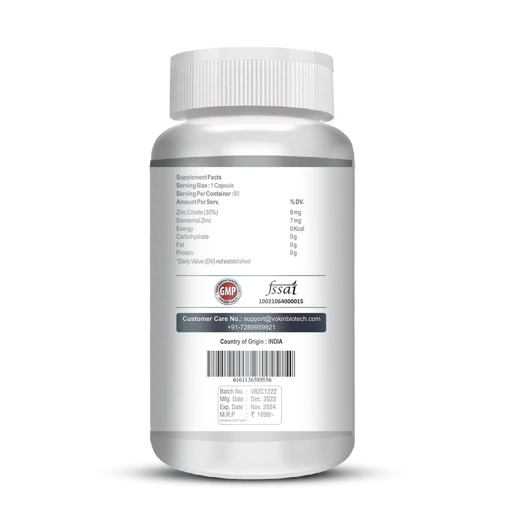 Vokin Biotech Zinc Citrate Supports Healthy Immune system Capsules | Grocsy