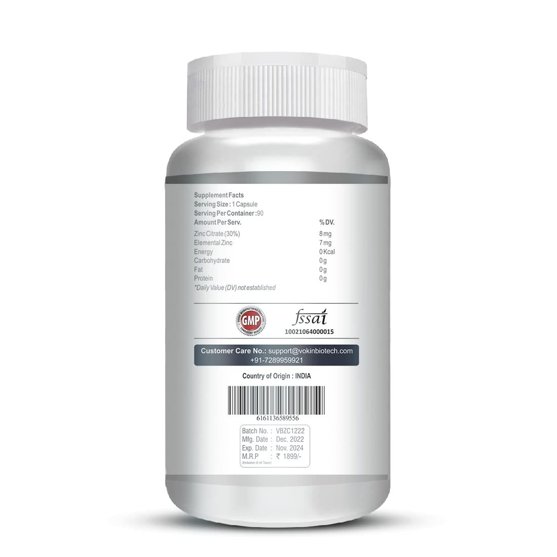 Vokin Biotech Zinc Citrate Supports Healthy Immune system Capsules | Grocsy