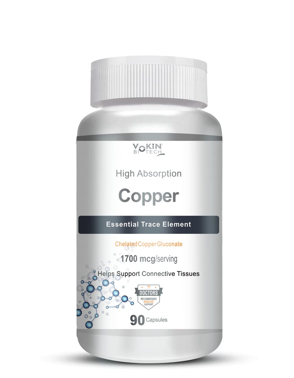 Vokin Biotech Chelated Copper Gluconate – Support Connective Tissues –1700mcg | Grocsy