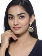 Shoshaa Green Peacock Shaped Drop Earrings | Grocsy