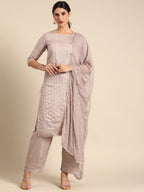 All About You Women Mauve Ethnic Motifs Embroidered Regular Sequinned Chanderi Silk Kurta with Palazzos & | Grocsy
