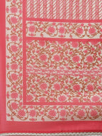Yufta Women Pink Printed Kurta with Trouser and Dupatta Set | Grocsy