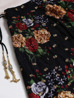 Tulsi Art Black & Grey Printed Semi-Stitched Myntra Lehenga & Unstitched Blouse With Dupatta | Grocsy