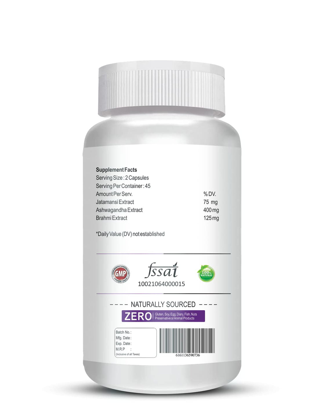 Vokin Biotech Stress Reliever Capsule Support for Stress, Fatigue and Tension (Gold standard Ashwagandha, Brahmi, Jatamansi- General Wellness | Grocsy