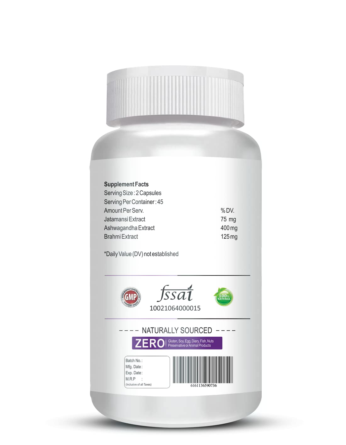 Vokin Biotech Stress Reliever Capsule Support for Stress, Fatigue and Tension (Gold standard Ashwagandha, Brahmi, Jatamansi- General Wellness | Grocsy