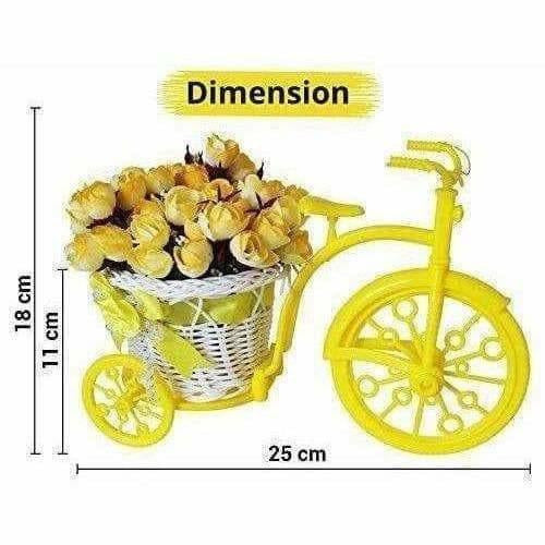 Cycle Shape Plastic Decoration Flower Vase with Peonies Bunch | Grocsy