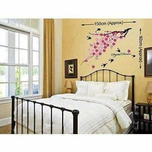 Flower Branch with Birds Wall Sticker - Multi color | Grocsy