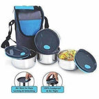 Stainless Steel Lunch Box Set with Pouch, 250ml, Set of 4 | Grocsy