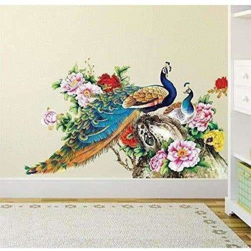 Multi color Peacock Birds Nature Wall Sticker - Model 2 | Grocsy