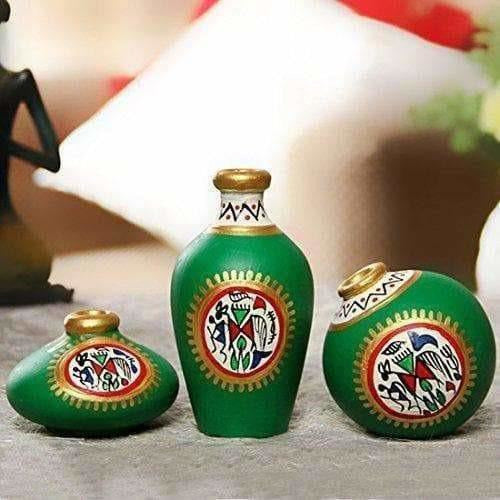 Hand-Painted Home Decorative Miniature Small Pots Set ( Set of 3 Mini Pots) | Grocsy