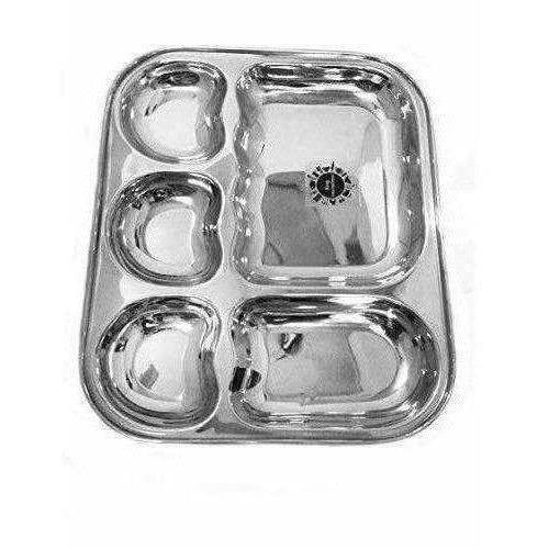 Stainless Steel 5 in 1  Compartment Dinner Plate Set of 2 | Grocsy