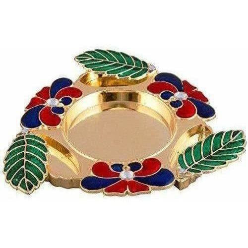 Golden - Haldi Kumkum Holder Tilak Thali Golden | Grocsy