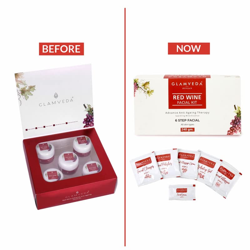 Glamveda Red Wine Advance Anti Ageing Facial Kit - Limited Time Offer | Grocsy