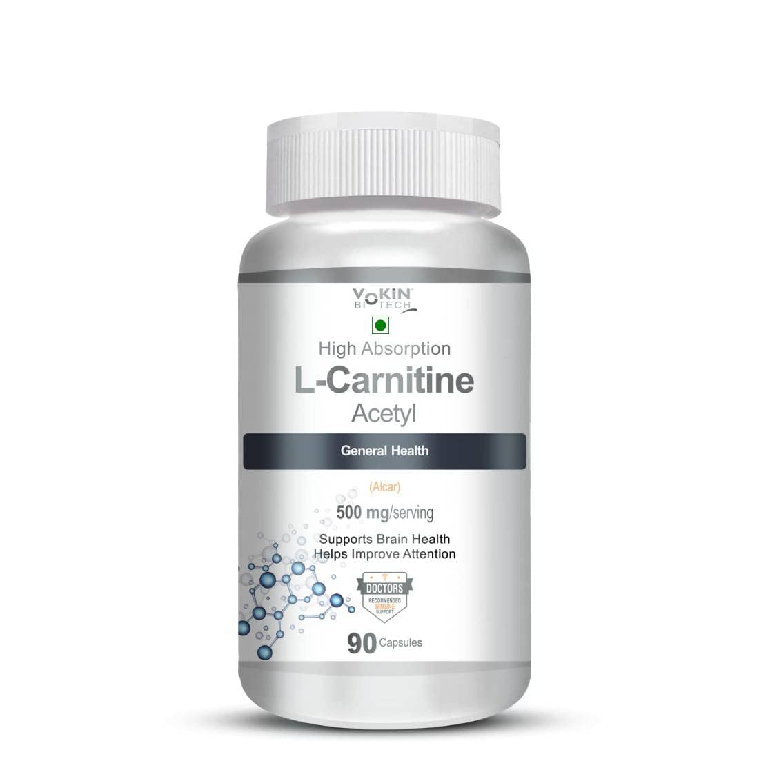 Vokin Biotech L-Carnitine Acetyl (ALCAR)- Support Brain Health- 500 mg | Grocsy