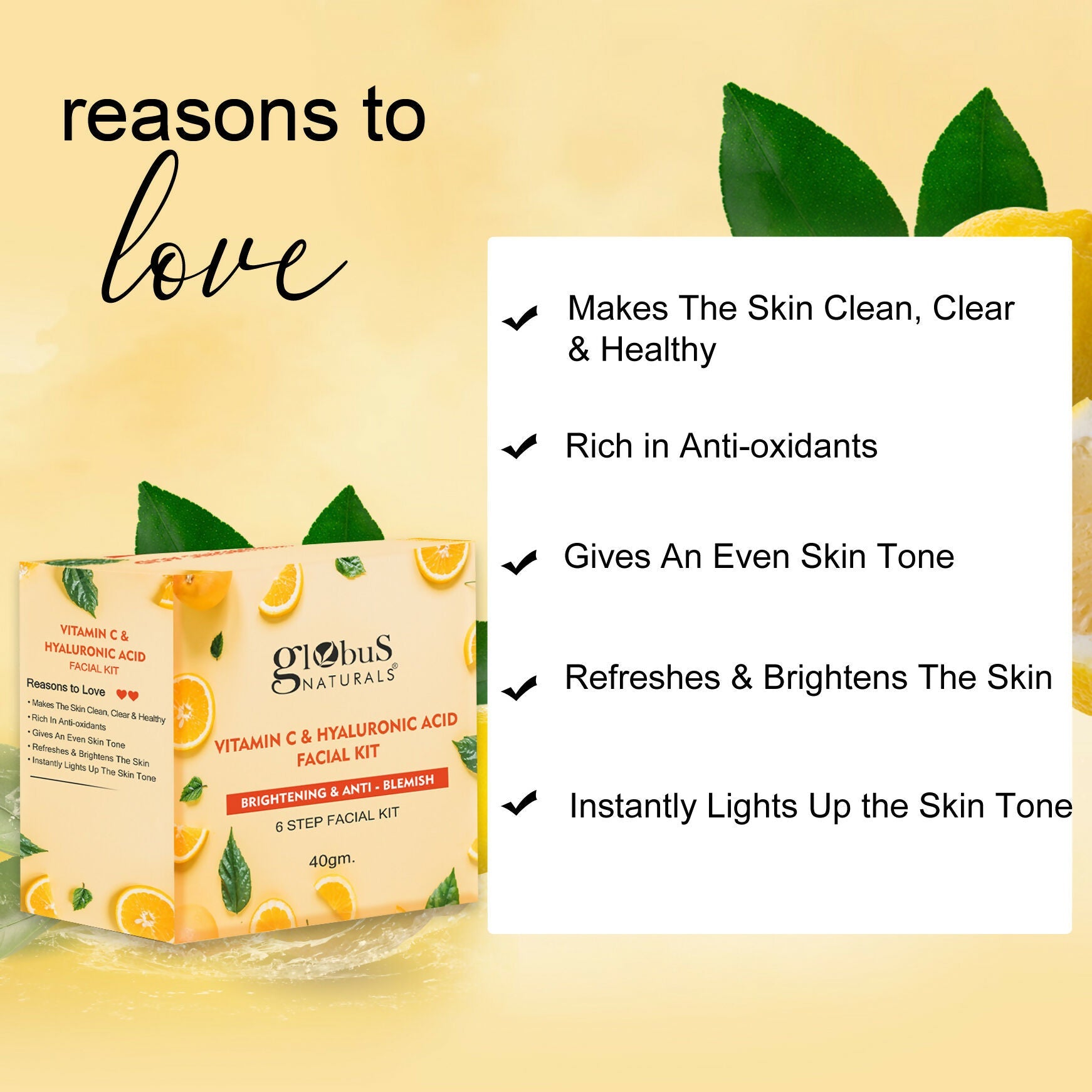 Globus Naturals Vitamin C & Hyaluronic Acid Facial Kit | Grocsy