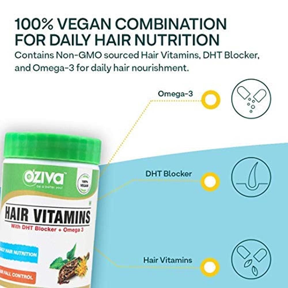 OZiva Hair Vitamins (With Biotin, Iron & Vitamin E) | Grocsy