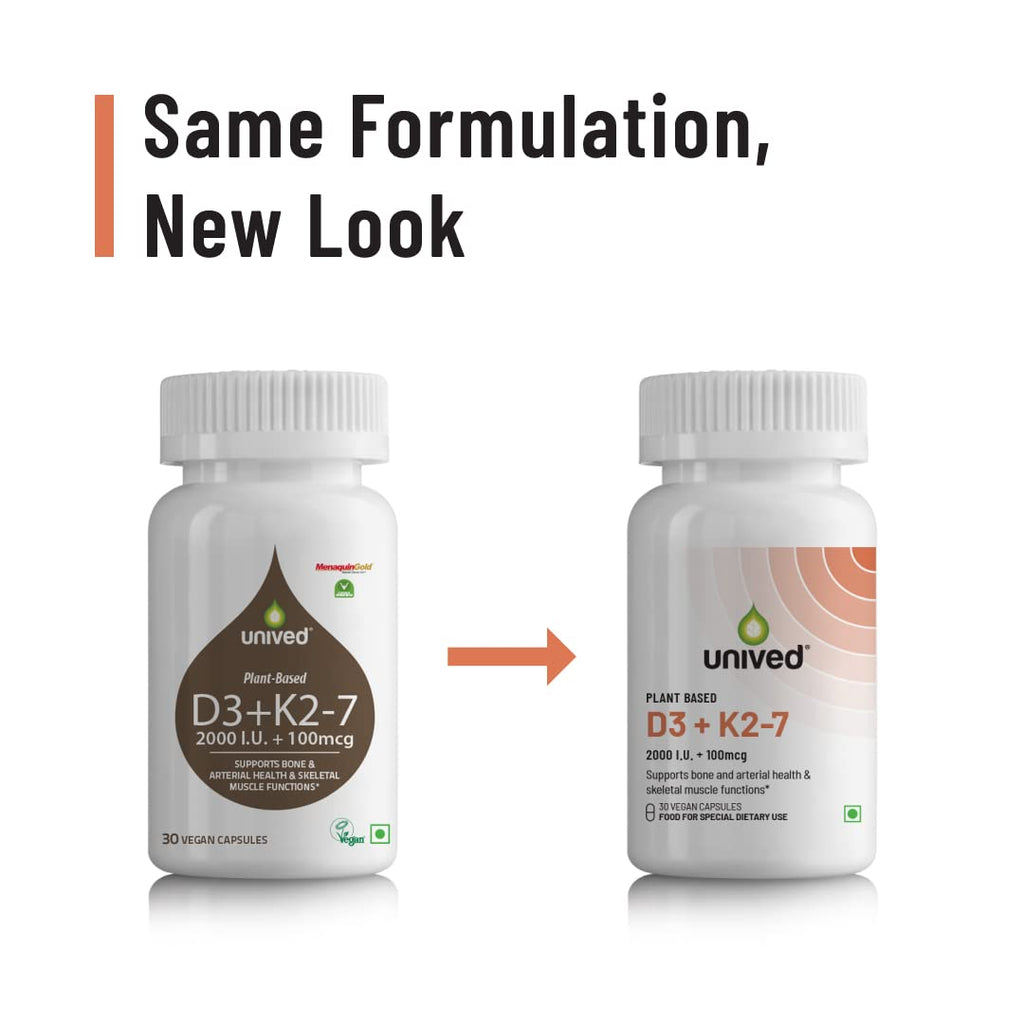 Unived Plant Based D3+K2 -7 Vegan Capsules | Grocsy