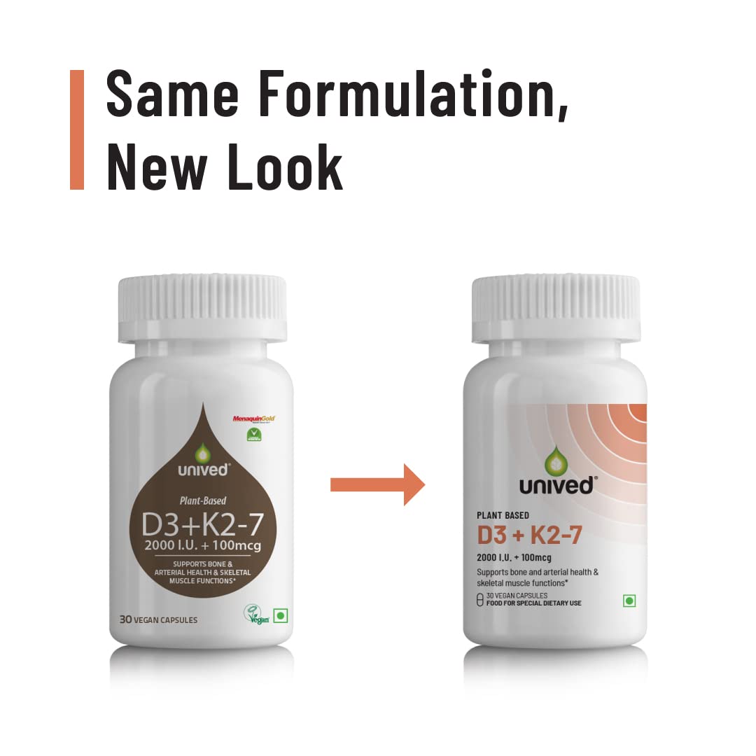 Unived Plant Based D3+K2 -7 Vegan Capsules | Grocsy