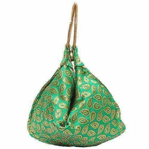 Ethnic Clutch Silk Potli Batwa Pouch Bag with Metal Bead work | Grocsy