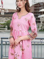 Joban Fashion Pink Position Digital Print With Position Foil Kurta Set | Grocsy