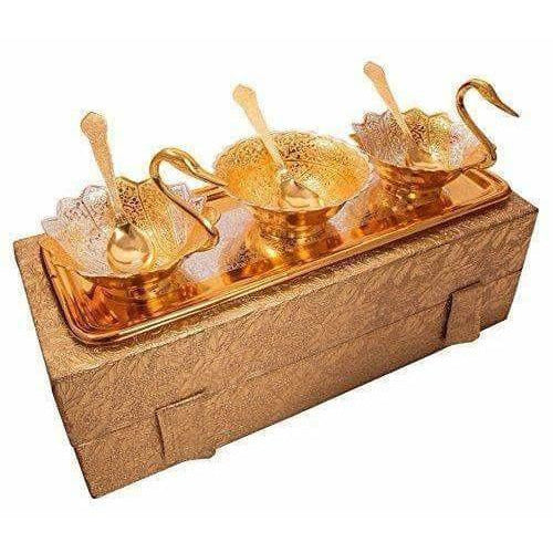 Silver Gold-Polished Swan Shaped Bowl Set For Make Dining | Grocsy