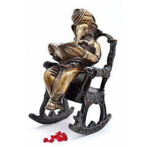 Brass - Ganesha on Rocking Chair | Grocsy