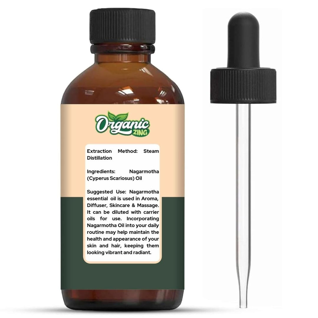 Organic Zing Nagarmotha (Cyperus Scariosus) Oil | Pure & Natural Essential Oil for Aroma, Diffuser, Skincare & Massage | Grocsy