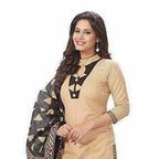 Beige Cotton Printed Unstitched Dress Material | Grocsy