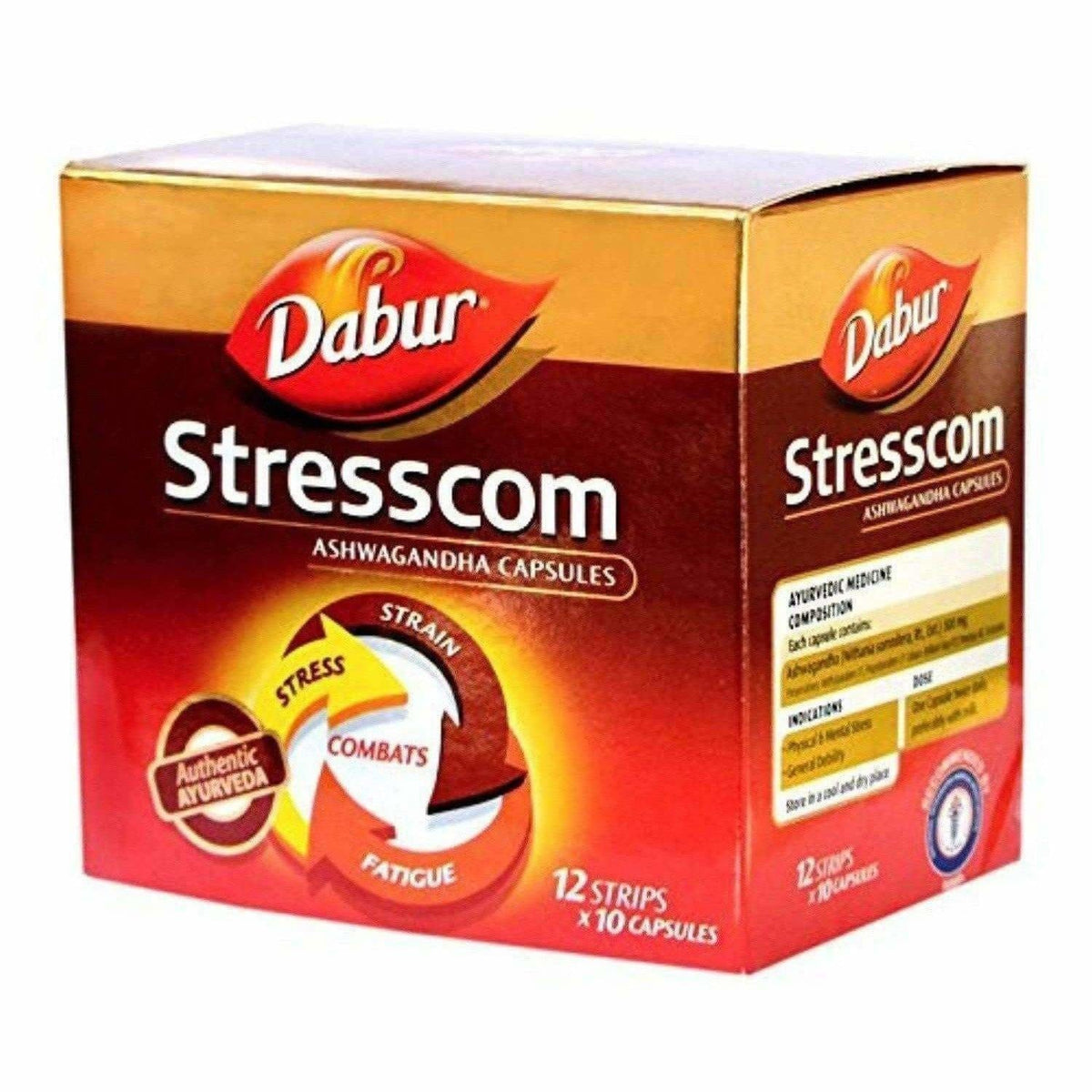 Dabur Stresscom Ashwagandha Capsules | Ayurvedic Adaptogen for Stress Relief & Vitality