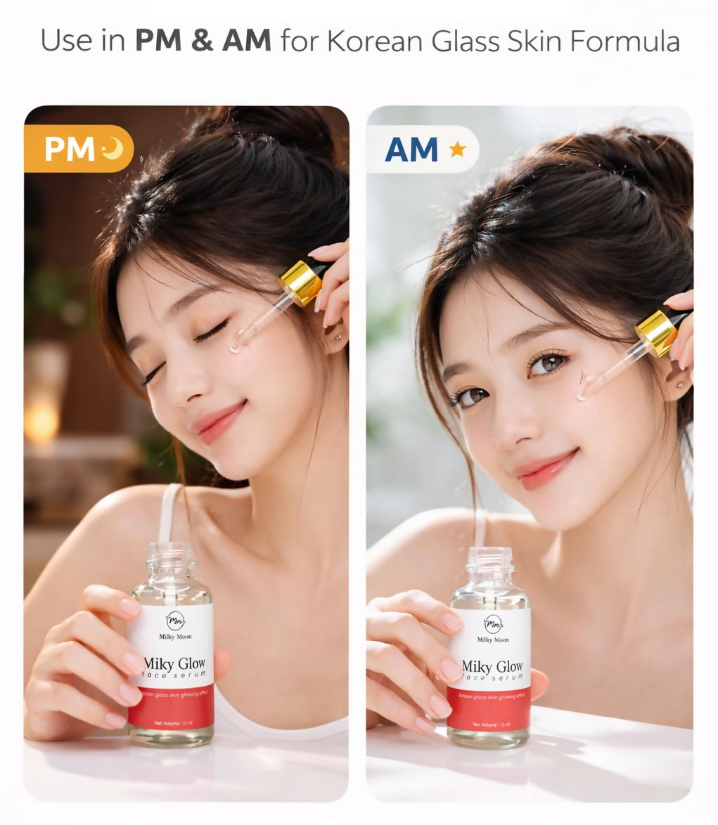 Milky Moon Glow Face Serum, Korean Glass Skin Glowing Effect, Brightens Skin, Deep Hydration | Grocsy