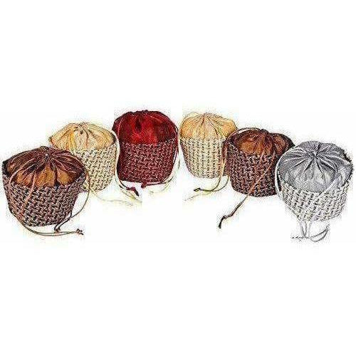 Multicolour Jute Potli Bag - Set of 6 | Grocsy