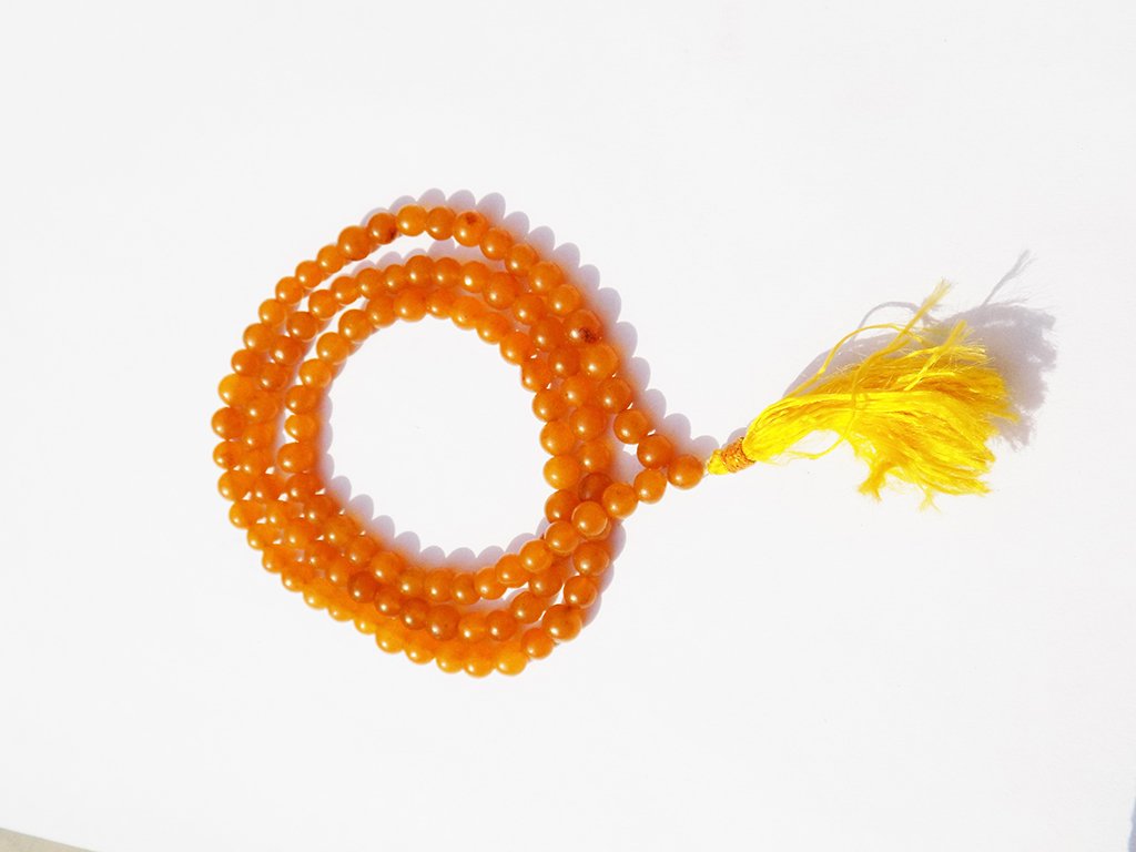 Kannssky Orange Hakik (Agate) Mala - Hindu Buddhist Prayer Beads | Grocsy
