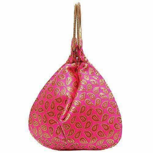 Ethnic Clutch Silk Potli Batwa Pouch Bag with Metal Bead work | Grocsy