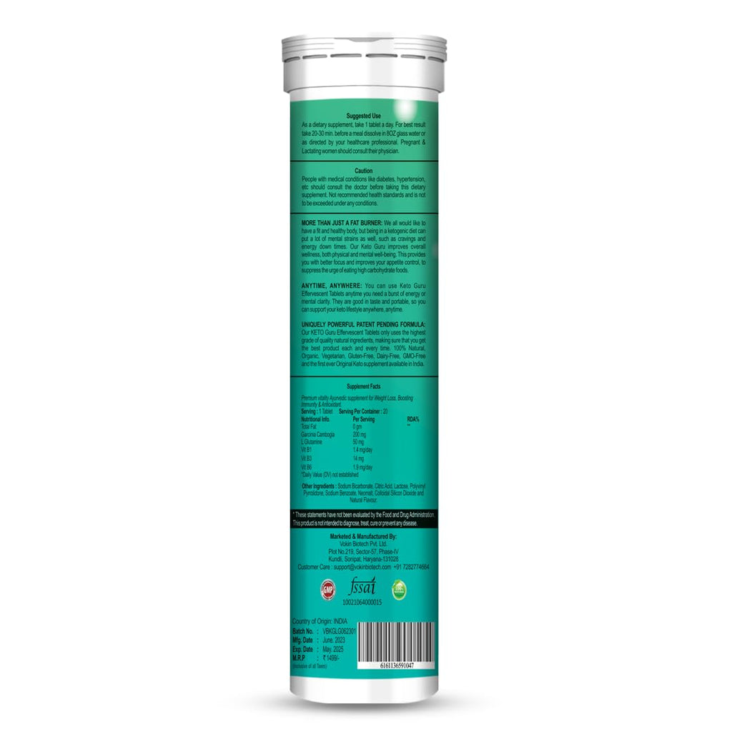 Vokin Biotech Keto Guru For weight Loss With Effervescent Water Soluble Tablets | Grocsy