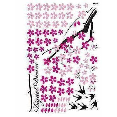 Flower Branch with Birds Wall Sticker - Multi color | Grocsy