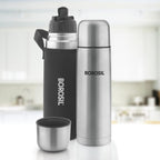 Borosil Hydra Thermo 1000 ml Stainless Steel Water Bottle | Double Wall Vacuum Insulated Flask | Grocsy