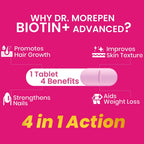 Dr. Morepen Biotin+ Advanced Tablets and Natural Collagen Builder, Orange Berry Flavour Combo | Grocsy
