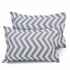 Cotton Double Bedsheet with 2 Pillow Covers - Modern White and Grey | Grocsy