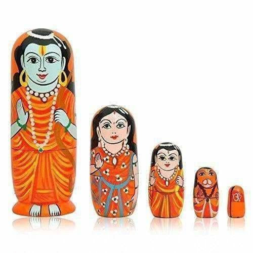 Indian doll - Kids Handmade Hand Painted Cute Wooden Indian Women Nesting Dolls | Grocsy