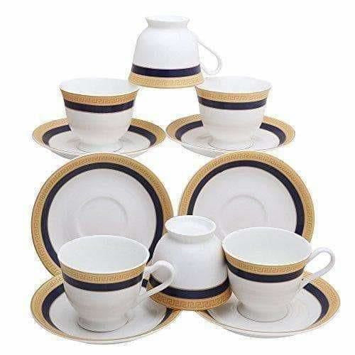 Classical Golden Border Cup Set with Saucer, Set of 12, 200ml | Grocsy