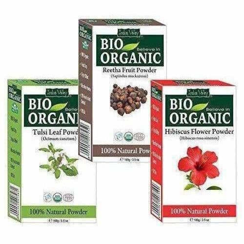 Indus Valley Bio Organic Hibiscus and Reetha Powder with Tulsi, 300g | Grocsy