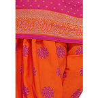 Synthetic Pink & Orange Printed Unstitched Salwar Suits Dress Material with Dupatta | Grocsy